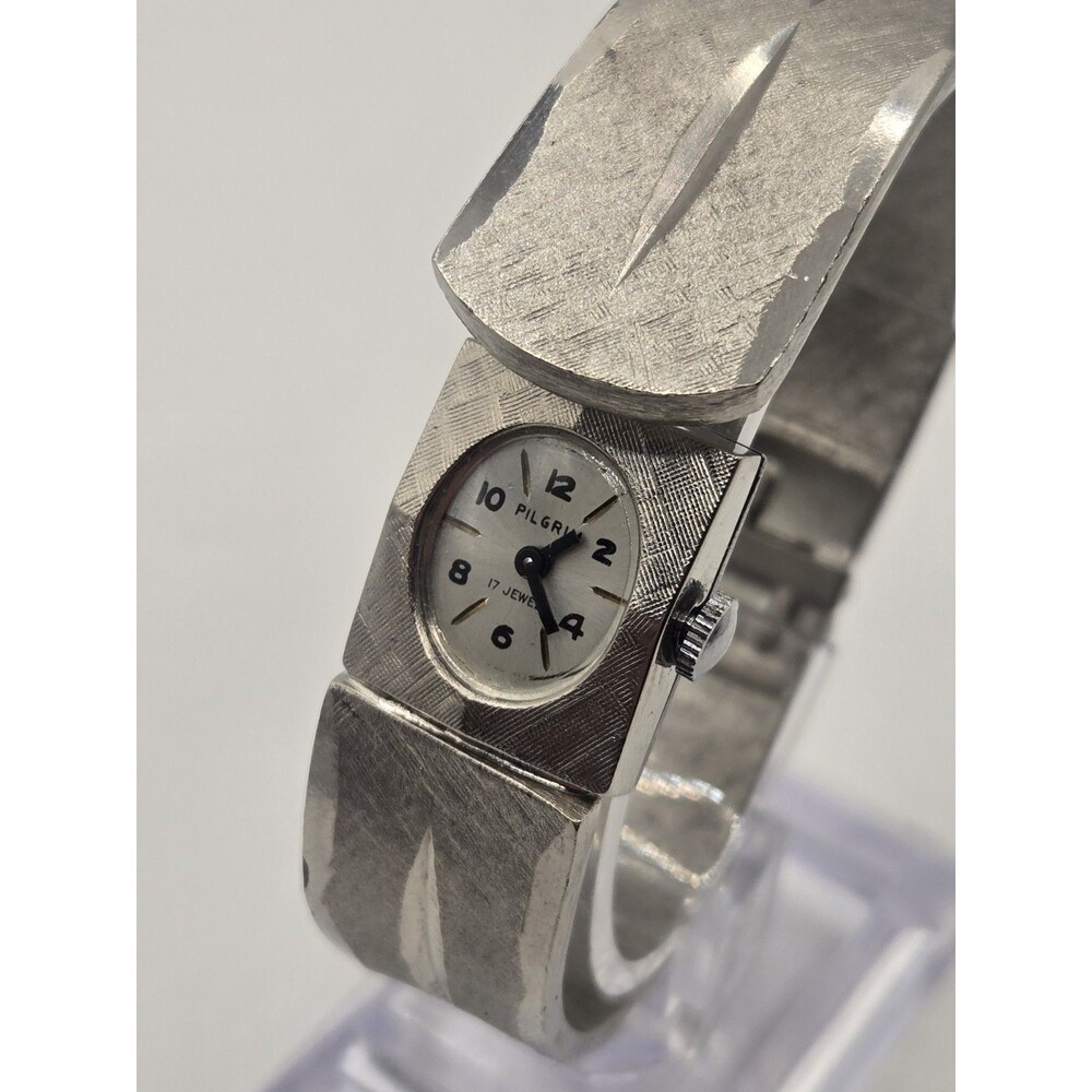 Vintage Pilgrim Swiss 17 Jewels Mechanical Stainless Steel Hidden Face Watch